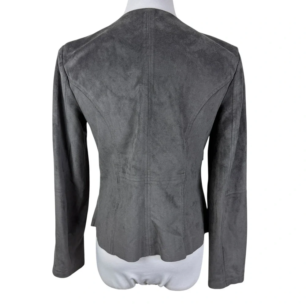 Market & Spruce Grey Faux Suede Drape Front Jacket Women's Small‎ SFJ7648